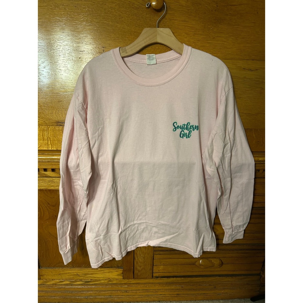 Southern Preppy Pink Long Sleeve Southern Girl Graphic Tee Jar of Tea Size Large - Picture 2 of 11
